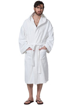 Charger l'image dans la galerie, Peignoir blanc unisex avec capuchon