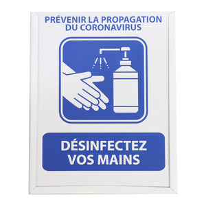 Affiche signalétique avec cadre pour station désinfectant