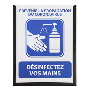 Affiche signalétique avec cadre pour station désinfectant